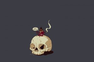 minimalism, Skull, Top hat, Cigars, Smoke, Cockroach