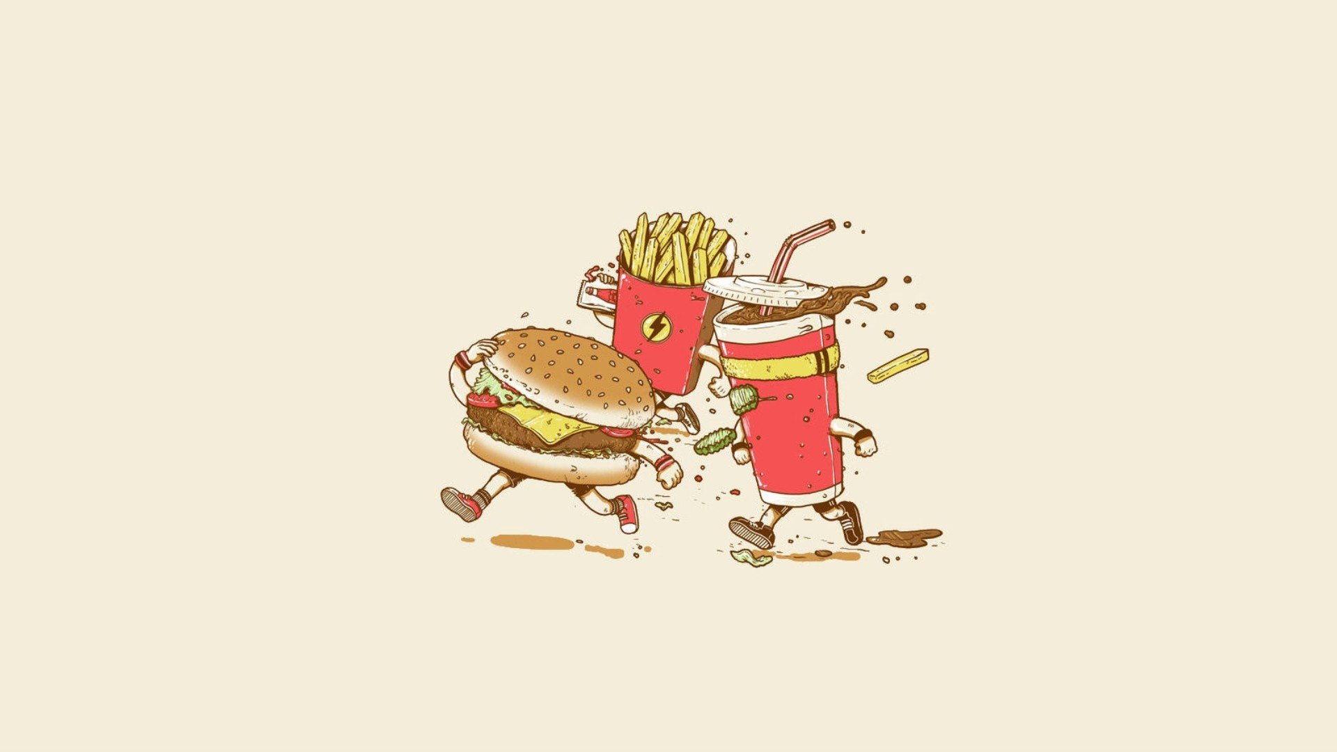 food, Minimalism, Burgers, French fries Wallpaper