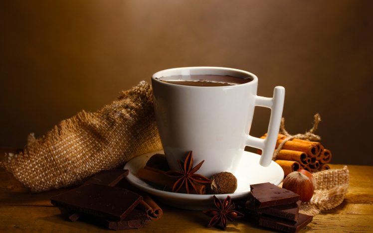 chocolate, Cup, Cinnamon, Hazelnut, Nutmeg HD Wallpaper Desktop Background