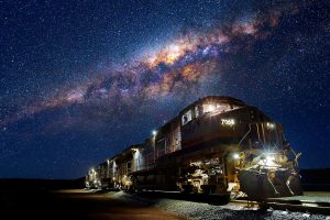 Milky Way, Stars, Train, Night, Diesel locomotives