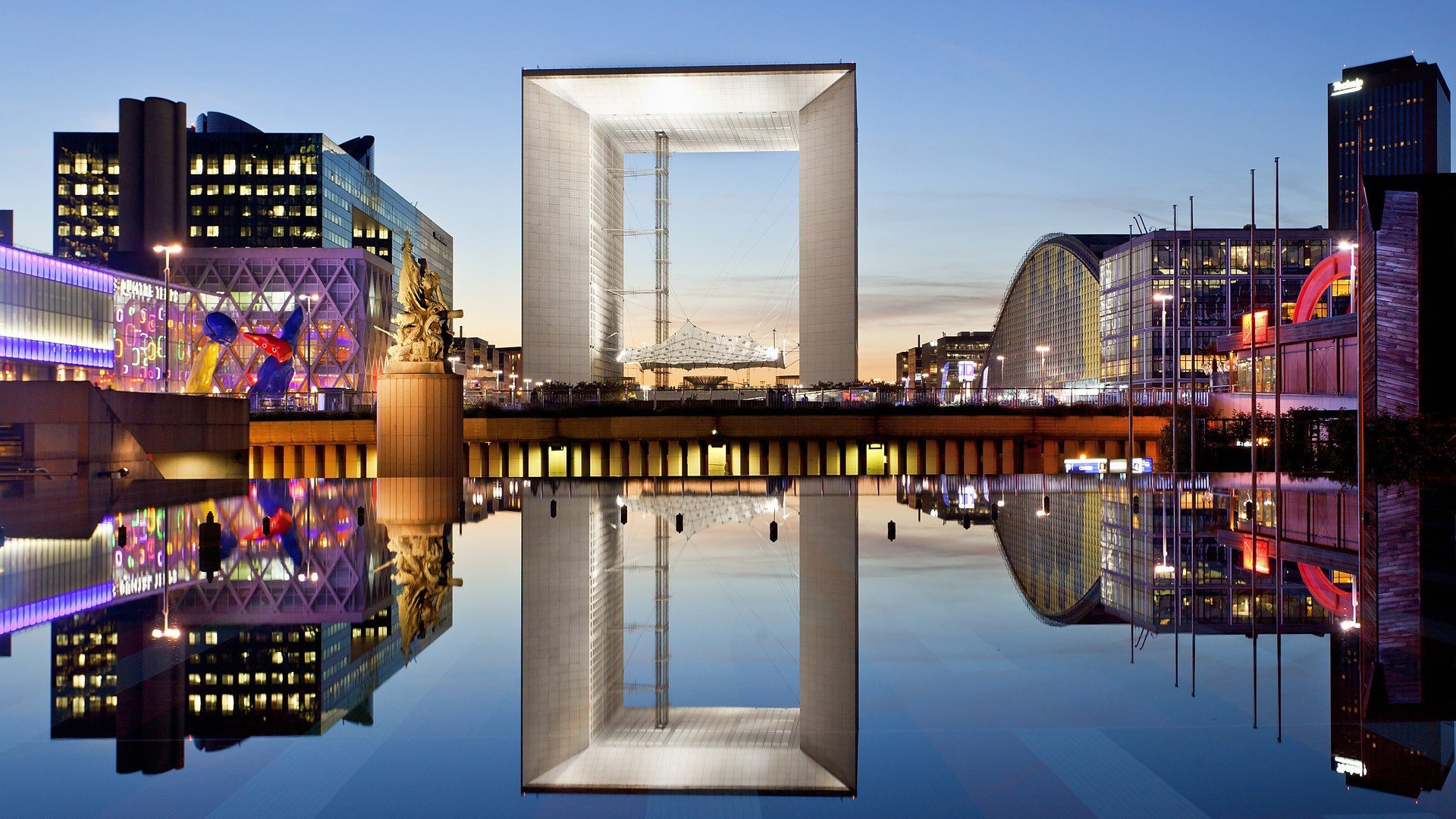 cityscape, Reflection, Building, Lights, Paris, La Défense Wallpaper