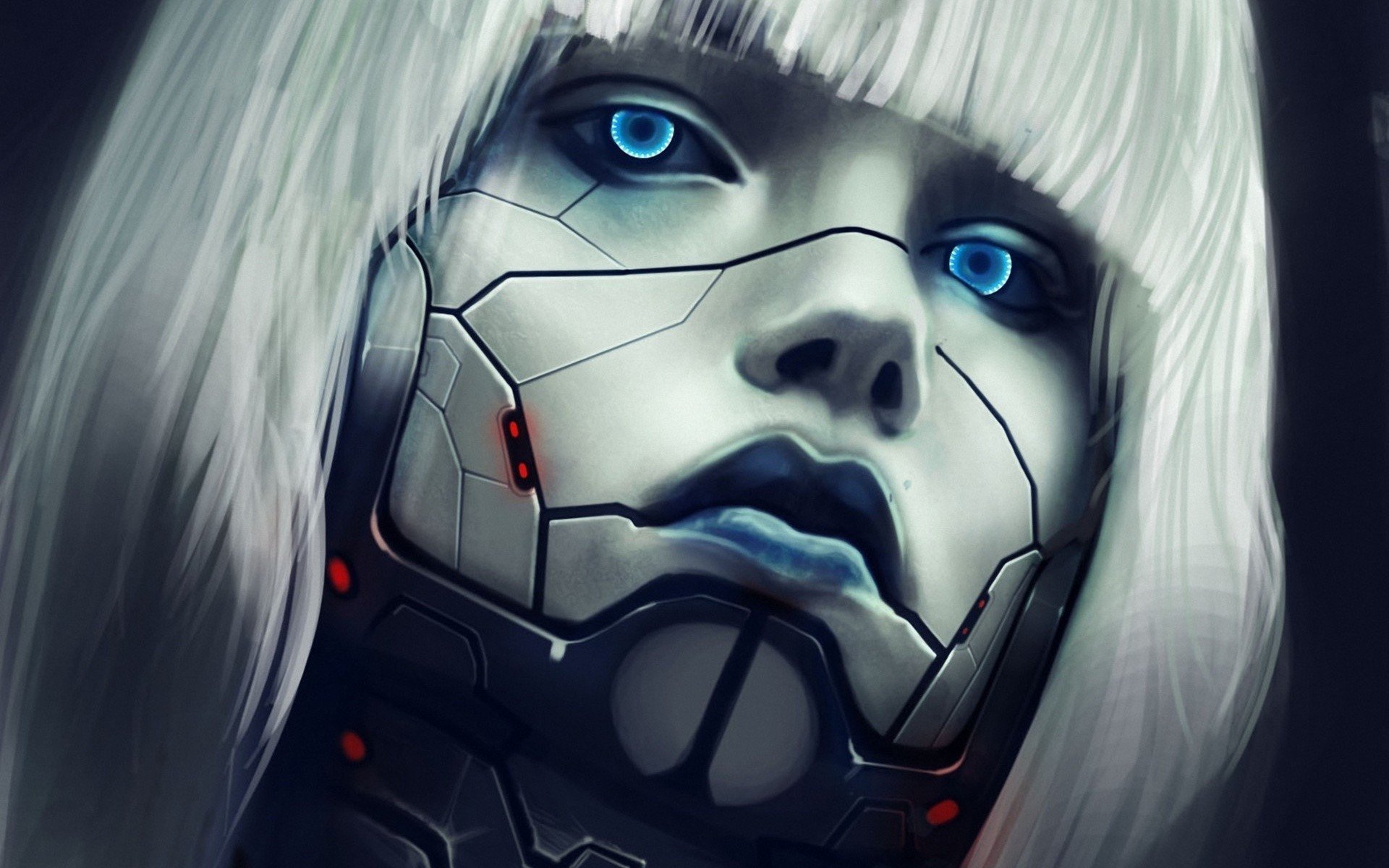 blue eyes, Cyberpunk Wallpaper