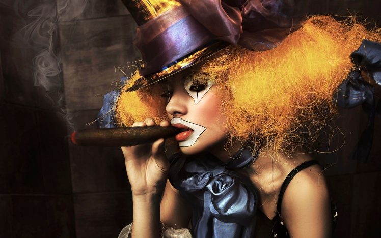 clowns, Makeup, Orange hair, Cigars, Costumes HD Wallpaper Desktop Background