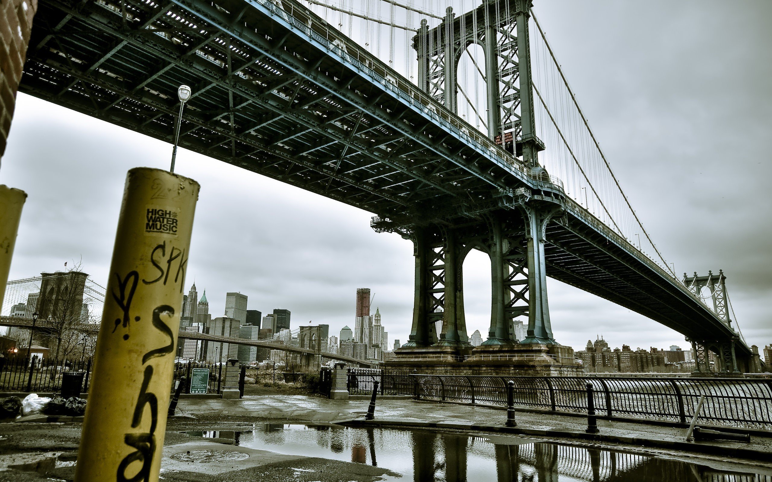 bridge, Cityscape, Building, Reflection, Manhattan Bridge Wallpaper