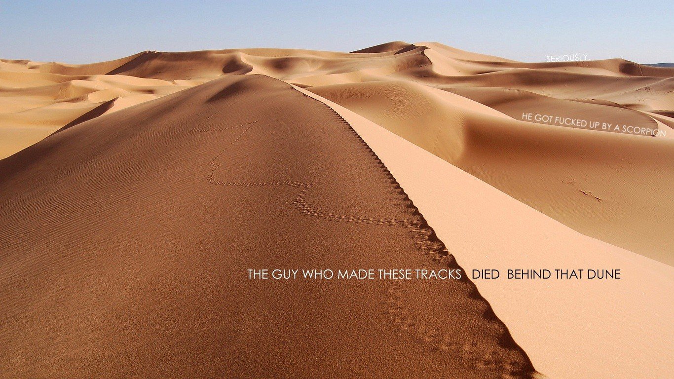 desert, Fuckscapes, Dune, Footprints Wallpaper