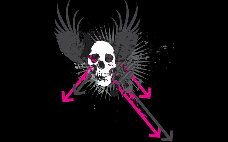 black background, Grunge, Skull, Vector art HD Wallpaper Desktop Background