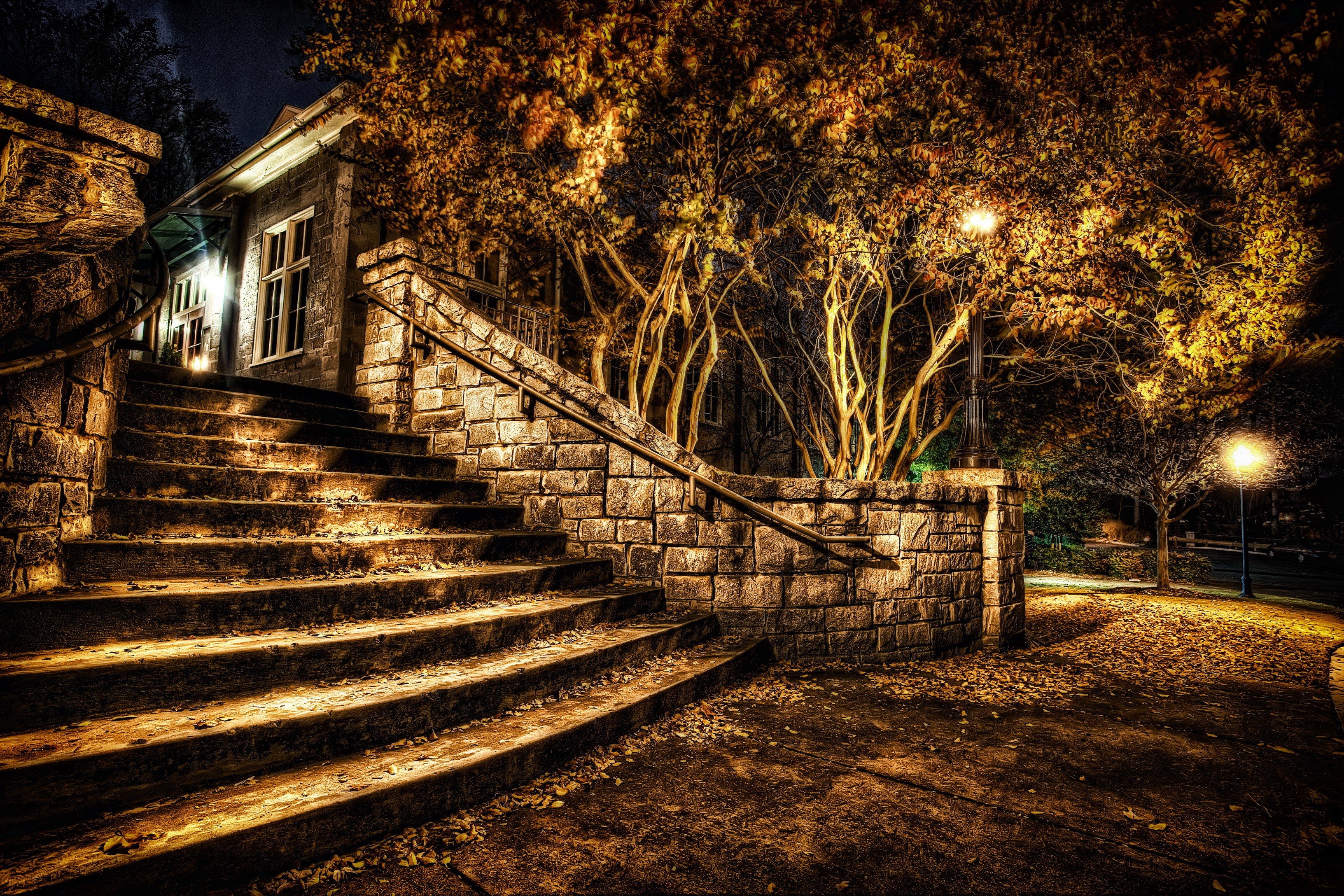 night, Stairs, HDR, Park Wallpaper