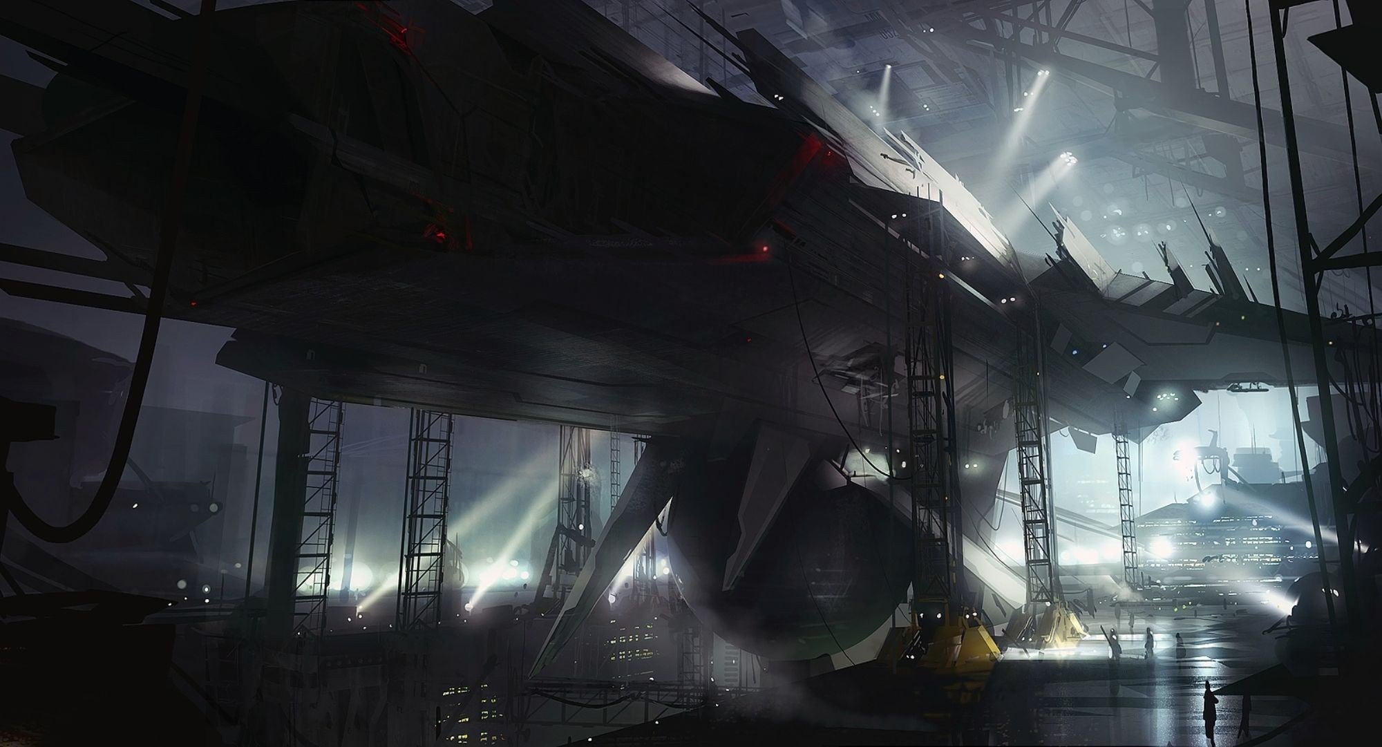 science fiction, Construction, Spaceship Wallpaper