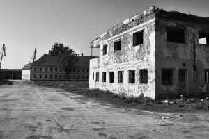 architecture, Old building, Ruin, Abandoned, Slovakia, History, Town square, Bricks, Trees, Cranes (machine), Monochrome, Window