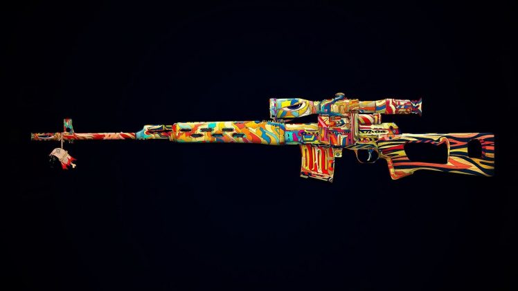 colorful, Gun, SVD, Psychedelic, Sniper rifle, LSD HD Wallpaper Desktop Background
