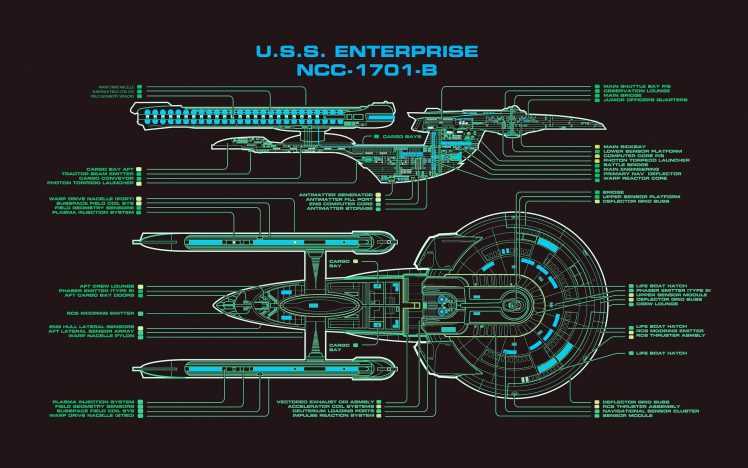 Star Trek, USS Enterprise (spaceship), Schematic HD Wallpaper Desktop Background