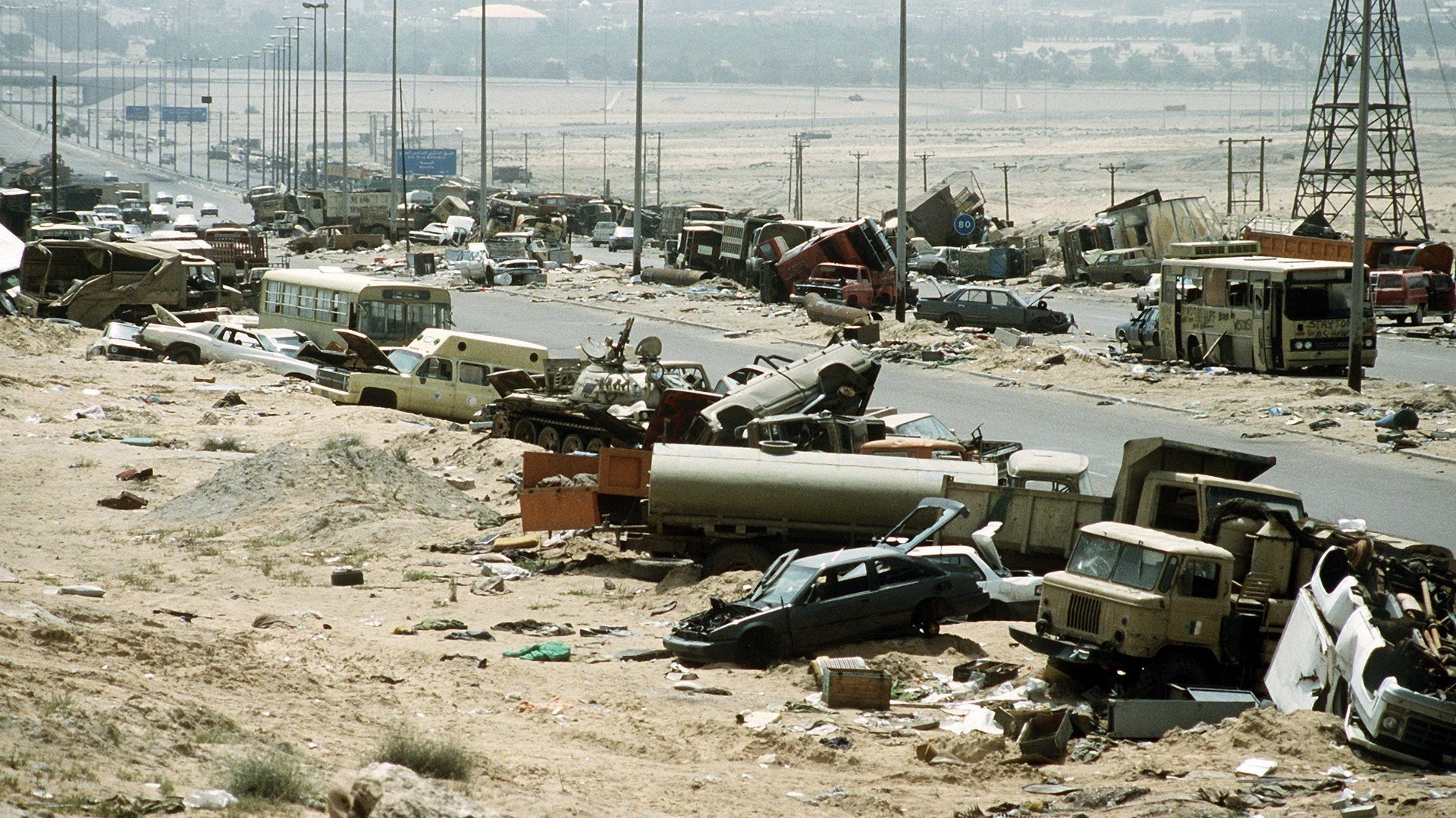 buses, Highway of Death, Iraq Wallpaper