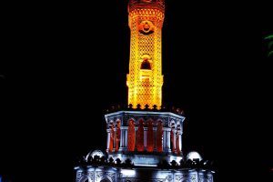 night, Clock towers, Izmir