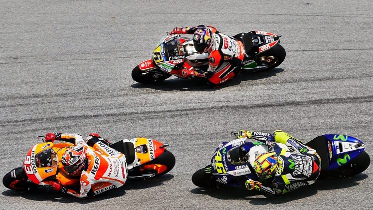 Moto GP, Racing, Marc Marquez, Valentino Rossi, Stefan Bradl, Repsol Honda, Yamaha HD Wallpaper Desktop Background