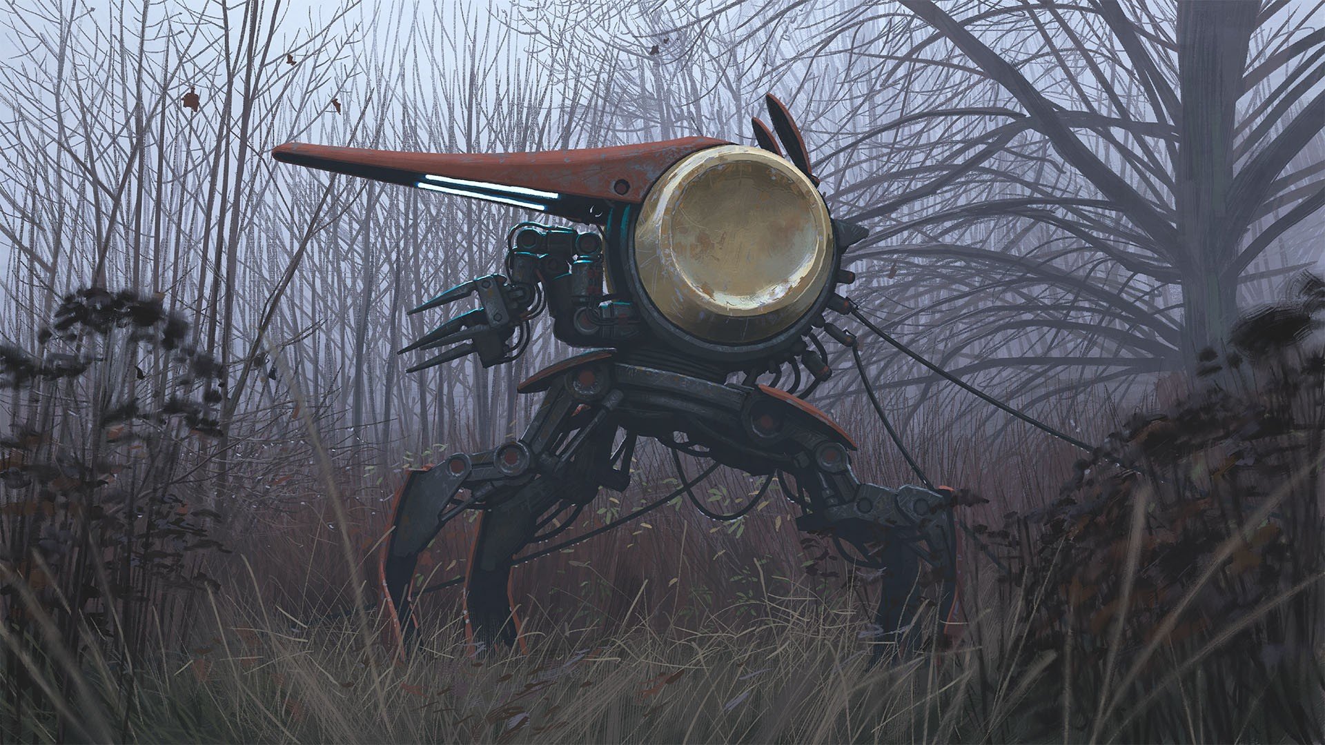 drawing, Simon Stålenhag, Futuristic, Robot Wallpaper