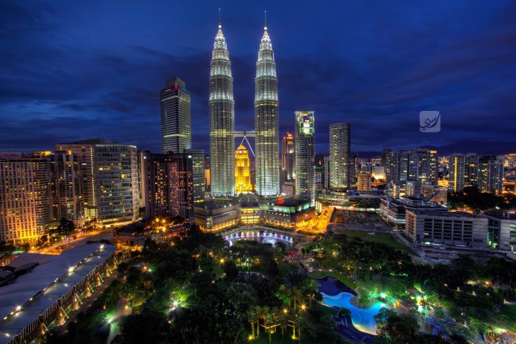 Malaysia, Night, Petronas Towers HD Wallpaper Desktop Background