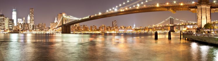 multiple display, Brooklyn Bridge, New York City HD Wallpaper Desktop Background