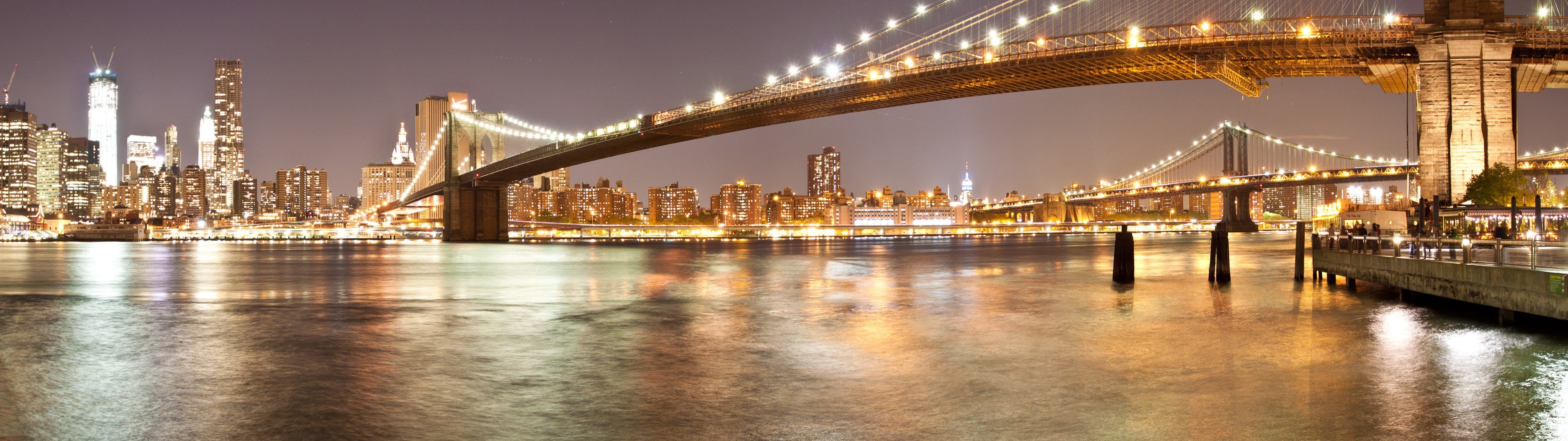 multiple display, Brooklyn Bridge, New York City Wallpaper