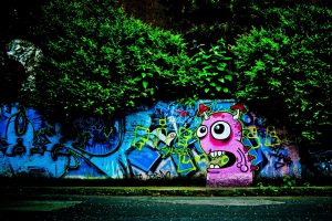 graffiti, Walls, Street, Trees