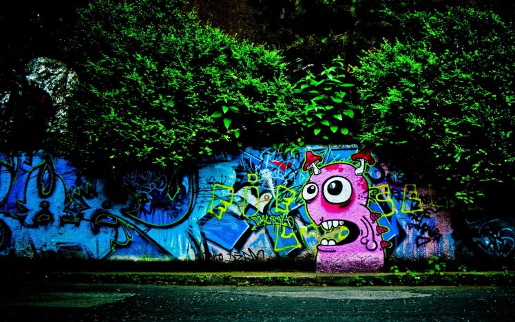 graffiti, Walls, Street, Trees HD Wallpaper Desktop Background