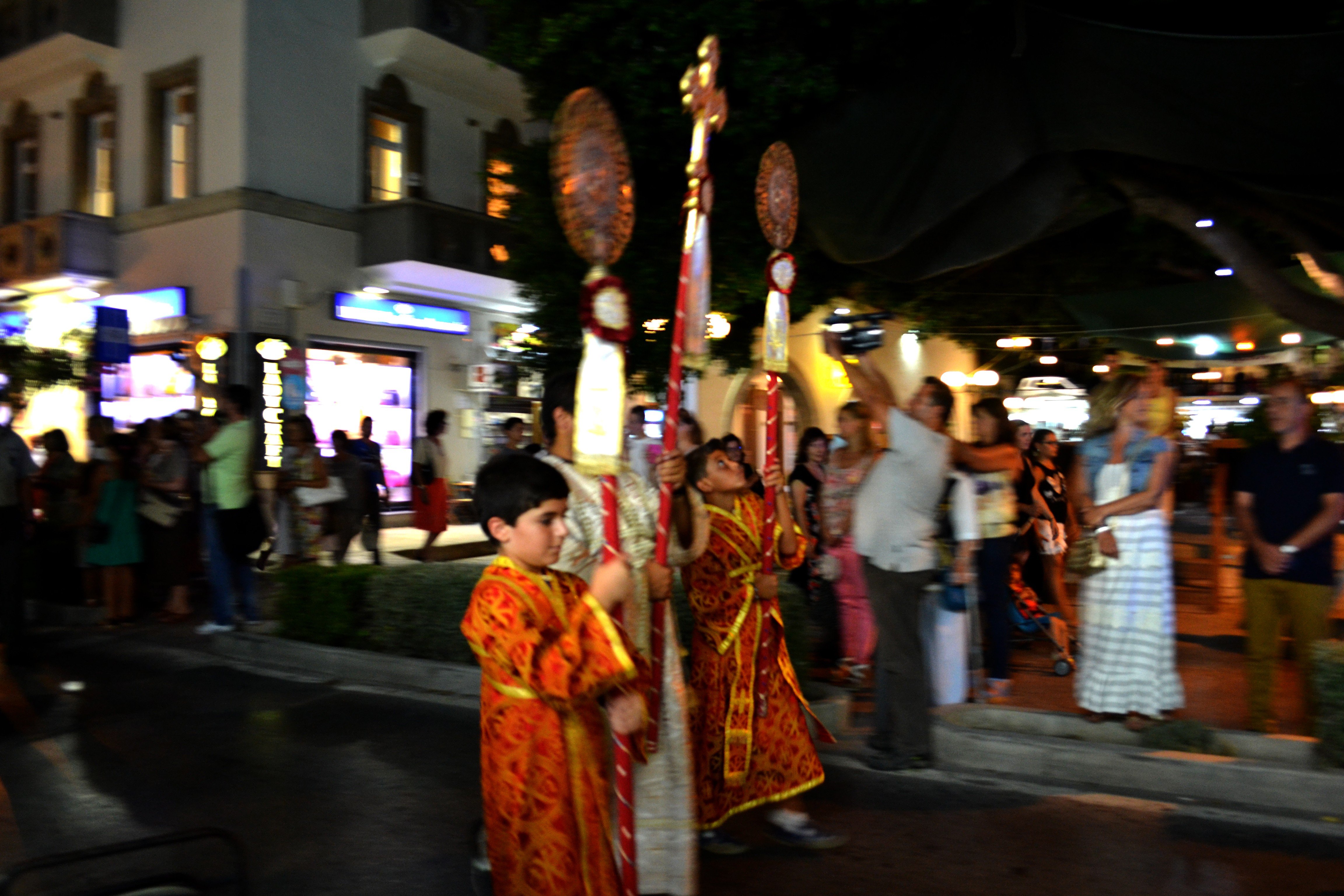 night, Lights, Greece Wallpaper