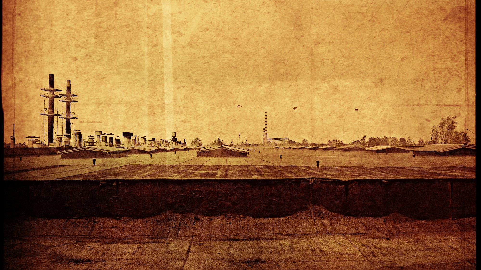 old, Rooftops, Sepia, Filter, Industrial Wallpaper