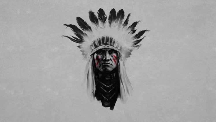 Native Americans, Headdress, Simple background HD Wallpaper Desktop Background