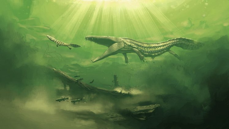 dinosaurs, Simon Stålenhag HD Wallpaper Desktop Background