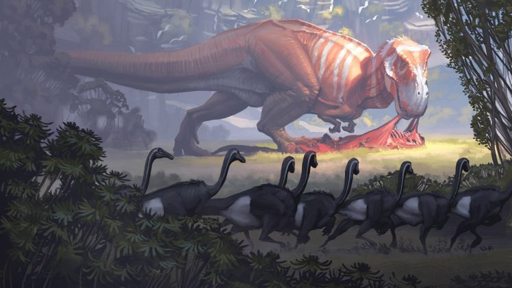 dinosaurs, Simon Stålenhag HD Wallpaper Desktop Background