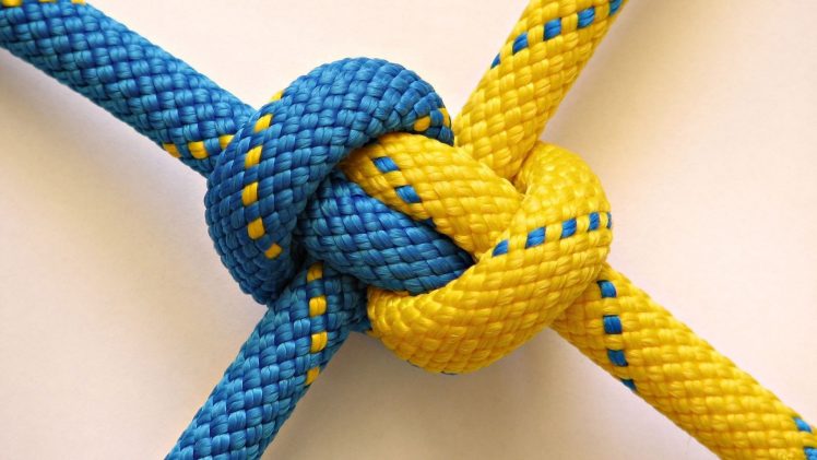 blue, Yellow, Knot, Ropes, Climbing, Simple background HD Wallpaper Desktop Background