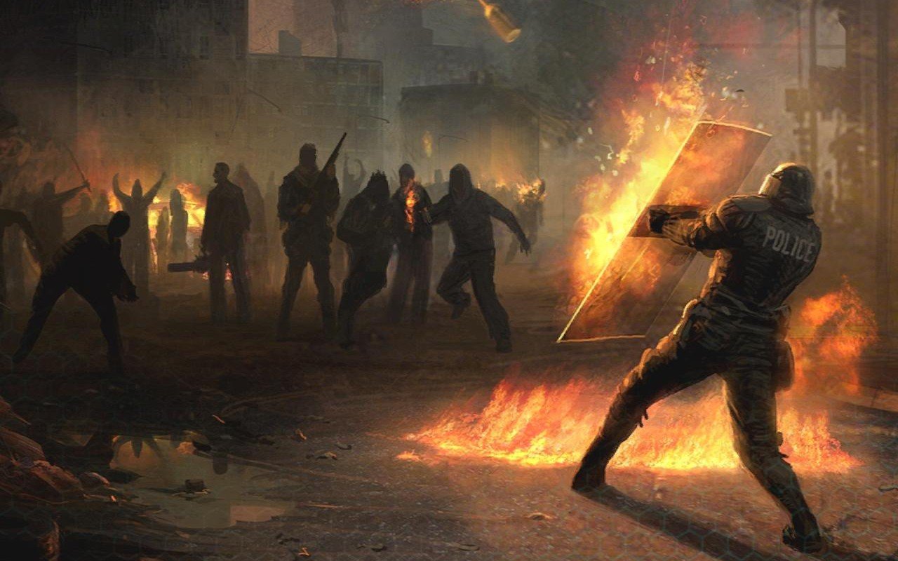 revolution, Police, Rebels, Fire Wallpaper