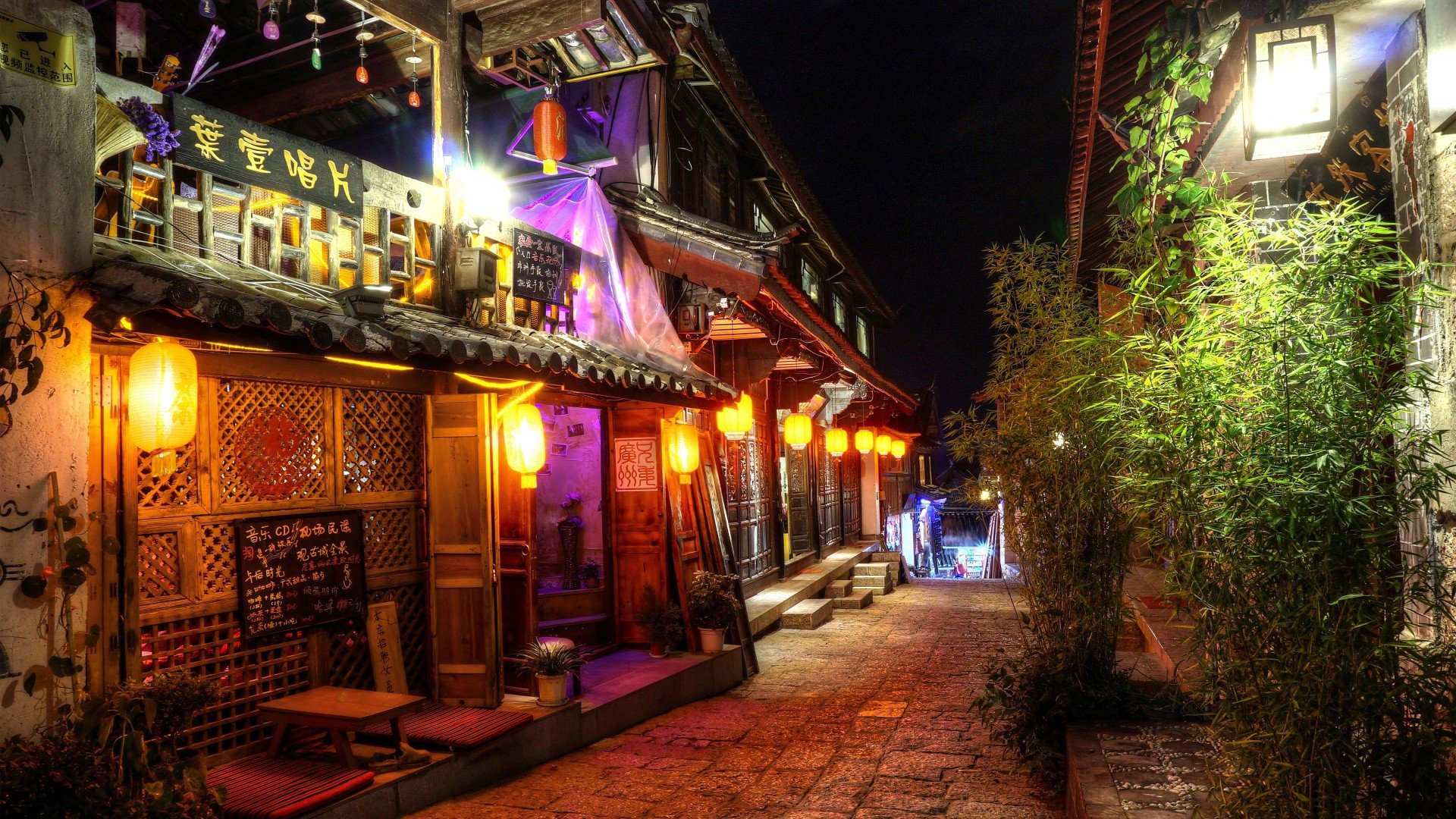 oriental, Asian architecture, Night Wallpaper