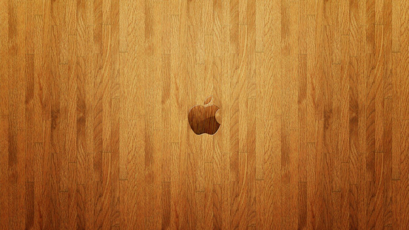 wooden surface, Apple Inc. Wallpaper