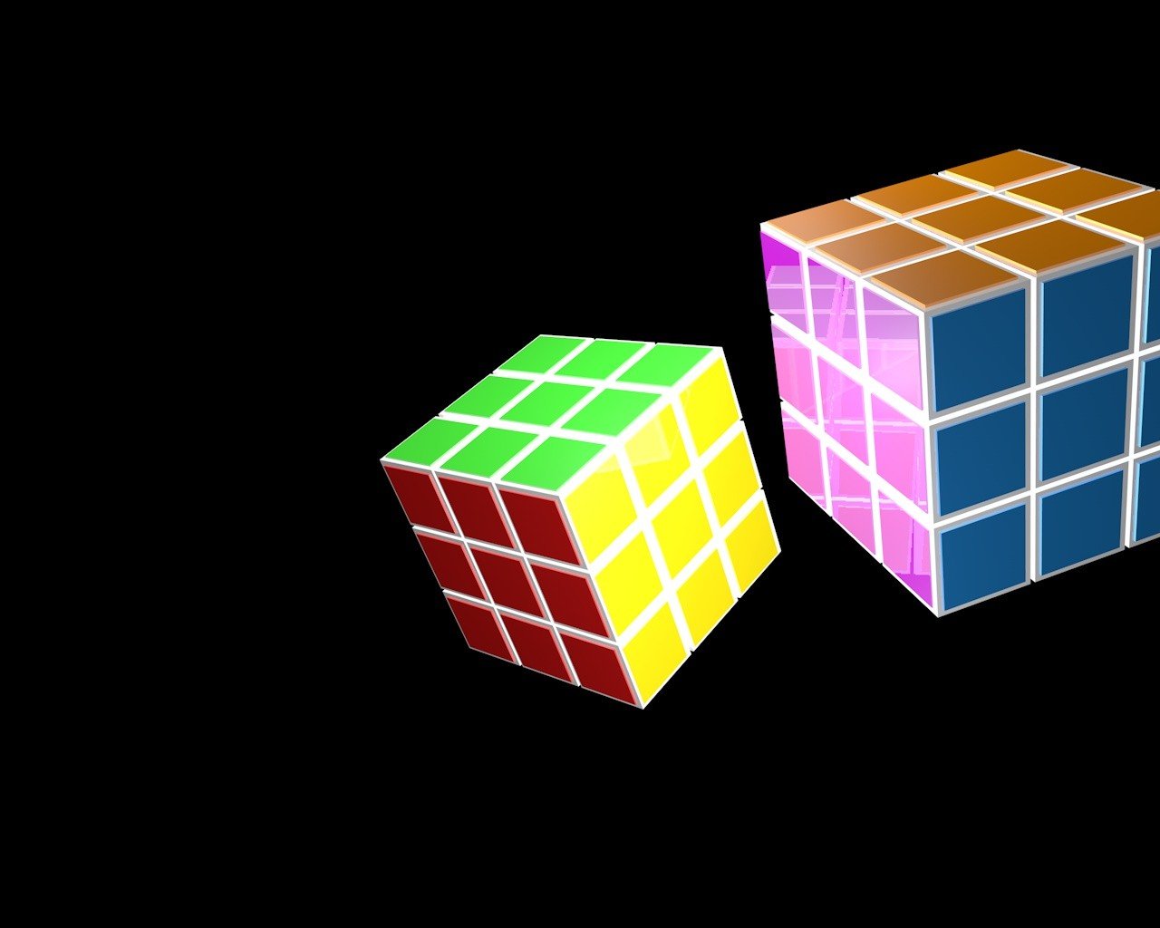 Rubiks Cube, Colorful, Glass Wallpaper
