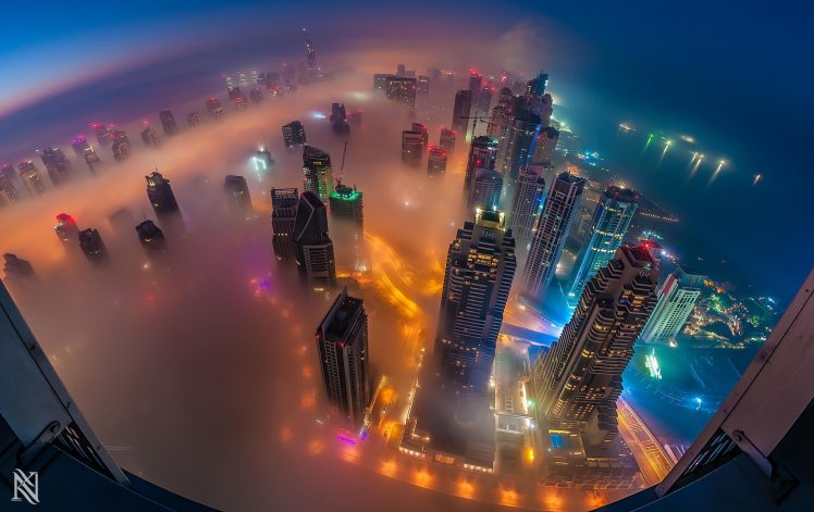 city, Cityscape, Mist, Skyscraper, Dubai, United Arab Emirates HD Wallpaper Desktop Background