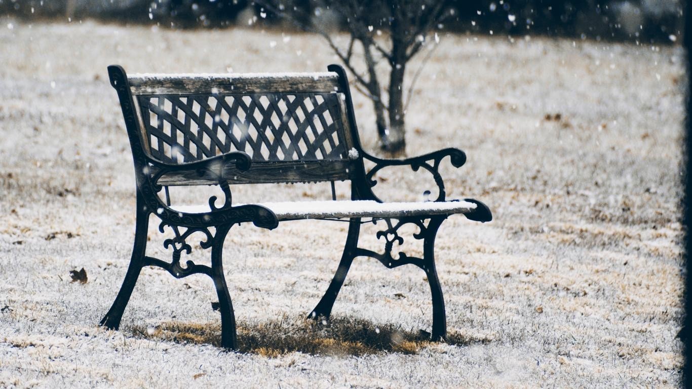 bench, Snow Wallpaper