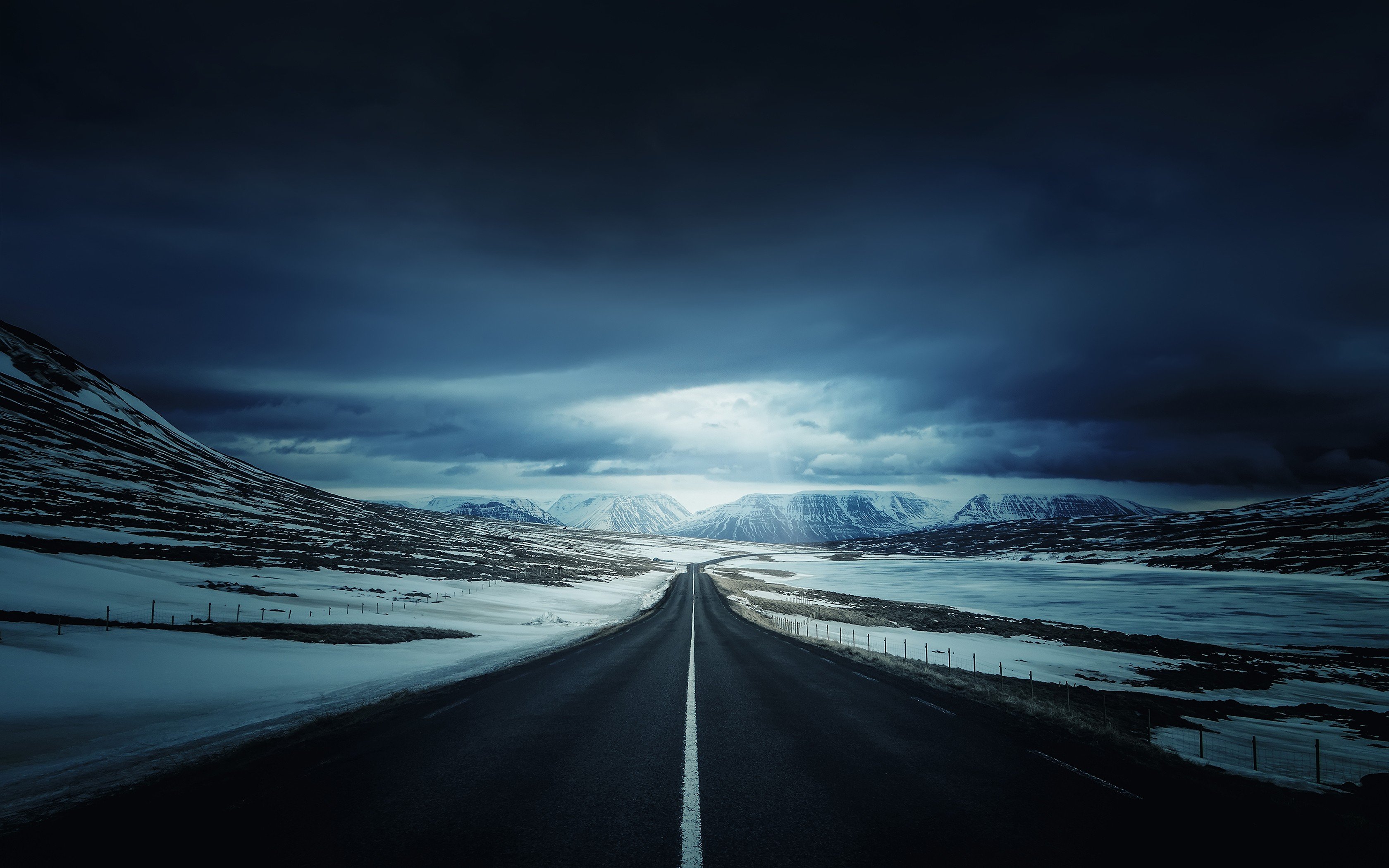 road, Snow Wallpaper