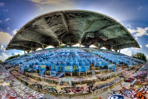 stadium, Abandoned, Building, Graffiti, Miami, USA, Fisheye lens, HDR