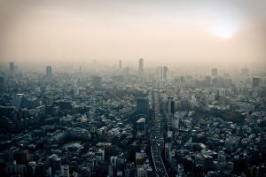 Tokyo, Japan, City, Cityscape, Smog, Road