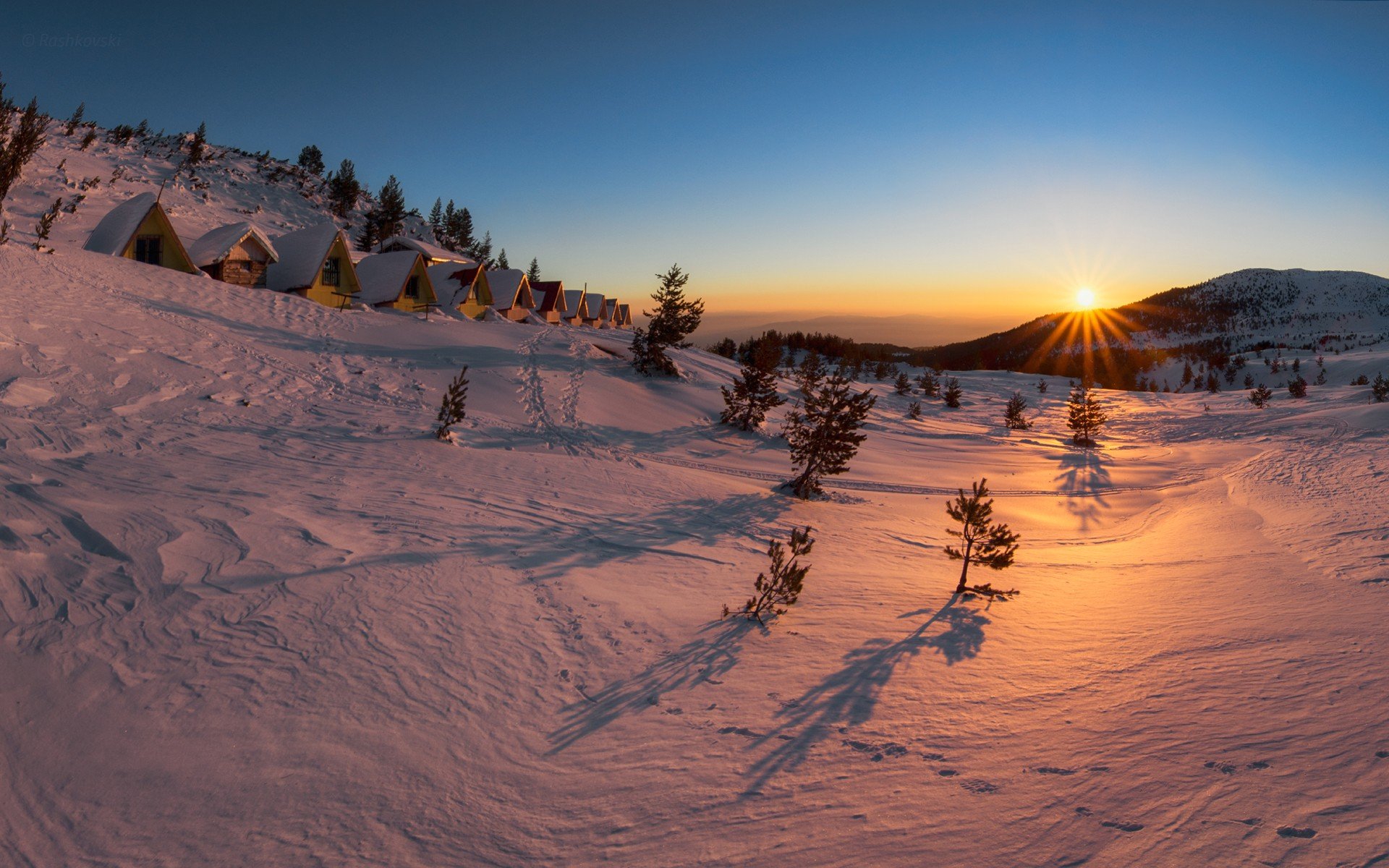 snow, Sunrise Wallpaper
