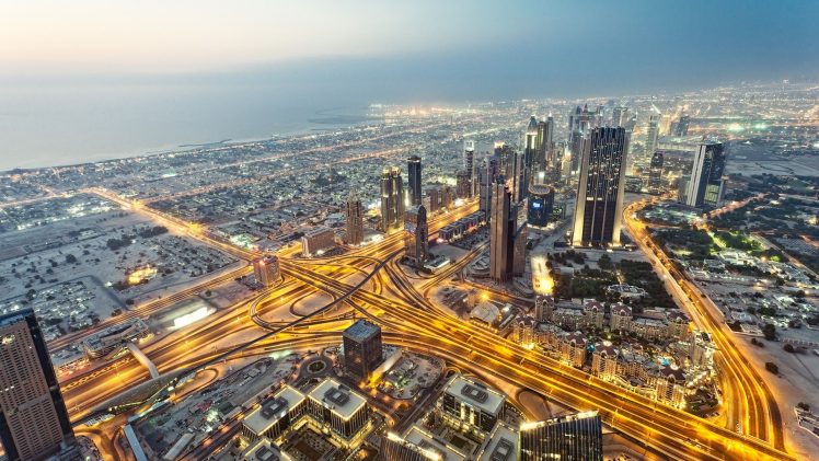 city, Dubai, United Arab Emirates, Road, HDR, Long exposure HD Wallpaper Desktop Background