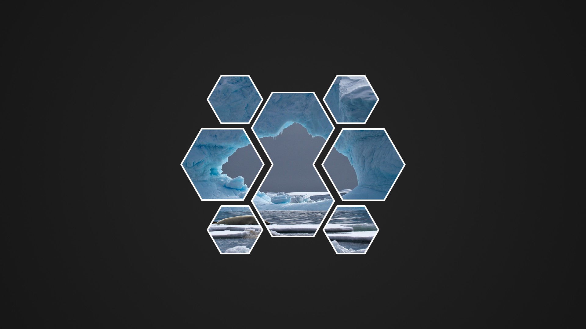 glaciers, Hexagon, Gray, Minimalism Wallpaper