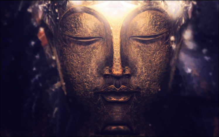 Buddha, Bokeh, Lights, Purple, Gold, Macro, Photography, Depth of field HD Wallpaper Desktop Background
