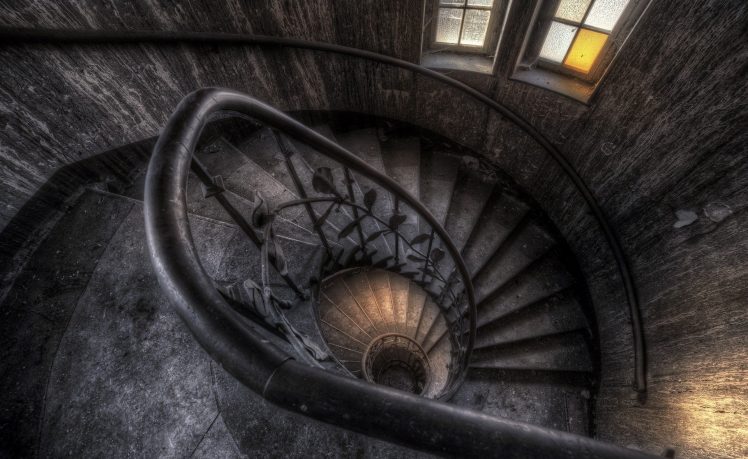 architecture, Building, Interiors, Window, Abandoned, Stairs, Staircase, HDR HD Wallpaper Desktop Background