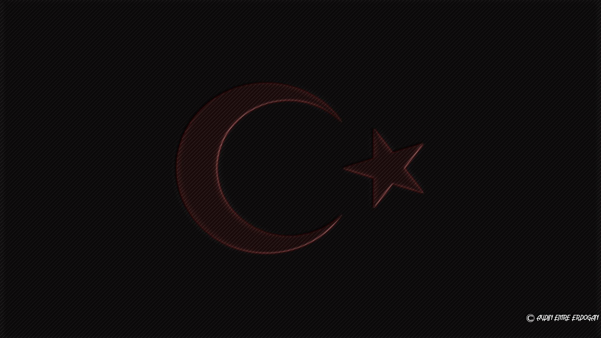 Turkey, Turkish, Flag, Nations, Moon, Shooting stars Wallpaper
