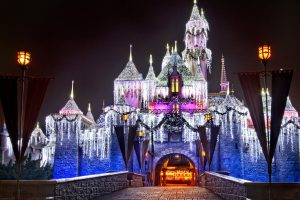 cityscape, Castle, Disneyland, Lights