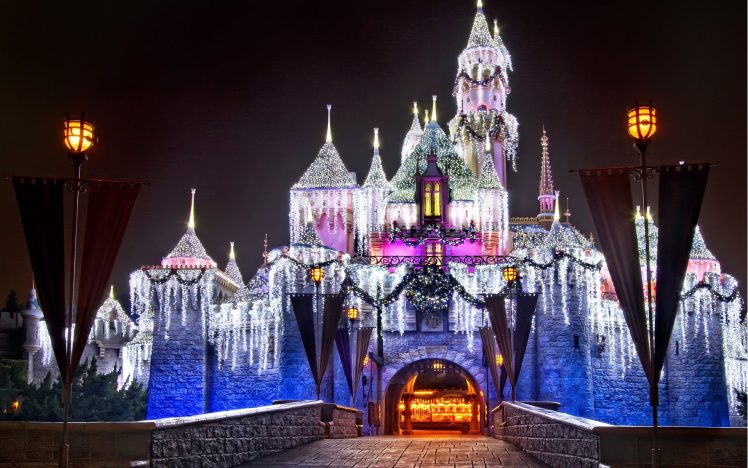 cityscape, Castle, Disneyland, Lights HD Wallpaper Desktop Background