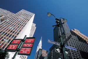 cityscape, New York City, Manhattan, Signs, Worms eye view