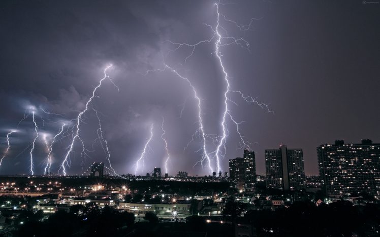cityscape, Lightning, Night, Storm, Building HD Wallpaper Desktop Background