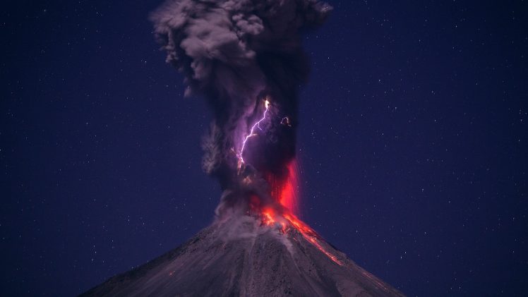 volcano, Eruption, Lava, Stars HD Wallpaper Desktop Background